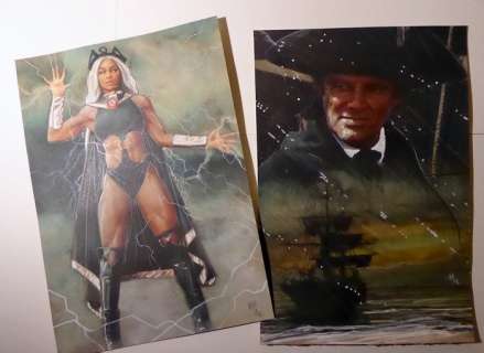 Le Hénanff, Fabrice | Le Hénanff, Fabrice - 2x Dessin original couleur - Hommage Ã  X-Men / Capitaine Bligh - (2021) | Catawiki