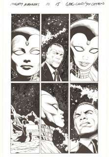 Greg Land, Jay Leisten - mighty avengers #10 p. 15 - ulana and blue marvel on the moon - 2014 signed