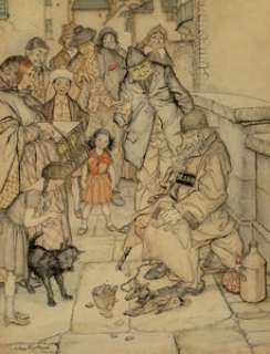Arthur Rackham (British, 1867-1939)
 Poor Cecco Goes into Business, Poor Cecco interior illustration, 1925
 Watercolor a... | Heritage