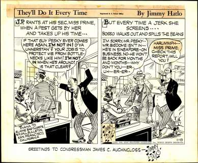 James "Jimmy" Hatlo | Hatlo - "They’ll Do It Every Time", Dell, daily
 strip (11/18/1949) NO RESERVE! | Russ Cochran