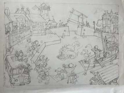 Kuijpers, Henk | Kuijpers, Henk - Originele potloodschets - Kleurplaat CDK-bank - (1986) | Catawiki