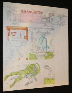 Mike Vosburg - x-men annual #13 color prelim p. 16 - colossus, rogue, and havok get ambushed by the serpent society in lima, ohio - 1989