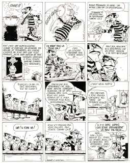 Morris (Studios) - Lot 393 - Lucky Luke, La ballade des Dalton, planche originale à l’encre de chine pour cet album paru en 1986 chez Dargaud, signée Morris et Goscinny.