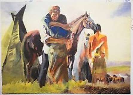 Luca Vannini - Ken Parker - L. Vannini - Giant Original Painting 50x70cm Signed - Page volante - Exemplaire unique - (2021)