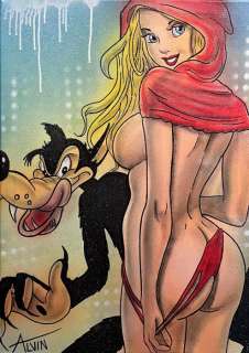 Alvin Silvrants | Sexy Red Riding Hood - Original drawing in colour by Alvin Silvrants | Catawiki