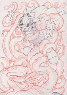 Julian Jordan | Julian Jordan - Paperinik - Red Sketch - Size: 30 x 21 cm. A4 | Catawiki