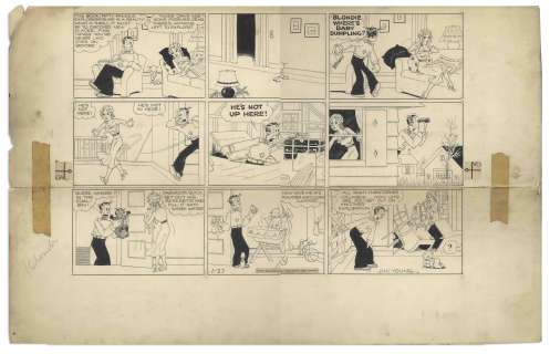Chic Young Hand-Drawn ’’Blondie’’ Sunday Comic Strip From 1935 -- Baby Dumpling Reminds Us That Every Day Is a New Adventure | Nate Sanders
