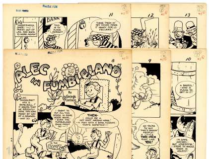 Carlson - ALEC IN FUMBLELAND, PUZZLE FUN, 6 Pg. Story, Original Comic Book Art (c. 1946) | Russ Cochran