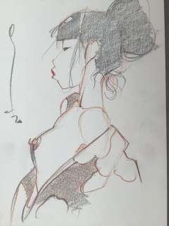 Michetz, Marc | Michetz, Marc - Dessin original couleur - Geisha - Format 16 x 28 cm. - (2020) | Catawiki