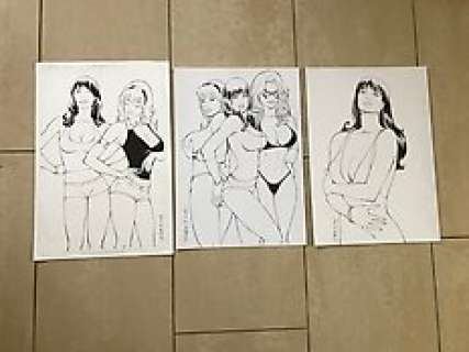 Rubismar da Costa - Spiderman - Mary Jane , Gwen Stacy and Black Cat - Original Artwork by Rubismar da Costa