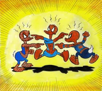 Tony Fernandez, Disney Artist | Donald Duck inspired by Spider-Man: No Way Home - Original Painting - Tony Fernandez Signed - 42 x 30 cm - Acrylic Art - Original Artwork | Catawiki