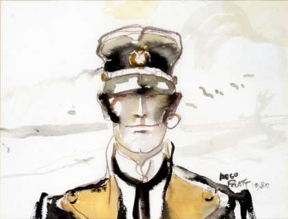 Pratt, Hugo | Corto Maltese. Pastel, encre de Chine et aquarelle sur carton. | Coutau Bégarie