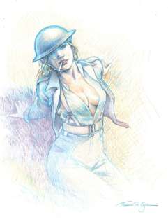 Du Caju, Thomas | Thomas Du Caju - Original drawing in colour - Saboteuses - Needle - Size: 29,7 x 42 cm. - (2022/2022) | Catawiki