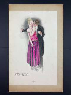 Achille Mauzan | Achille Mauzan - Un filo di Perle - Dipinto per cartolina - Page volante | Catawiki