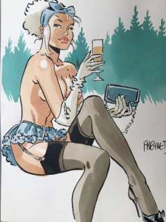 Meynet, Félix | Meynet, Félix - Dessin original couleur - Mirabelle coquine en forêt | Catawiki