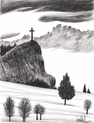 Loustal | Il l’a vue dans le Vercors - Fusain sur papier | Huberty Breyne Gallery