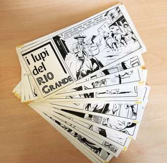 Francesco Gamba - Original complete story (71 strips) for Il Piccolo Ranger 4a serie I lupi del Rio Grande. 1962. Cm. 25x12 each strip. Ink. Mint