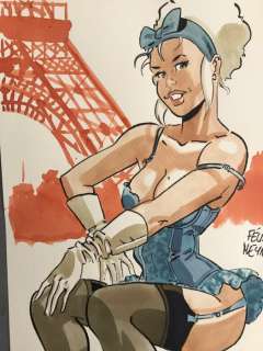 Meynet, Félix | Meynet, Félix - Dessin original couleur - Mirabelle coquine à Paris | Catawiki