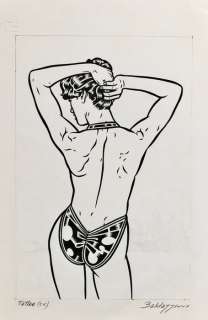 Roberto Baldazzini | Roberto Baldazzini - Illustrazione a inchiostro “Tattoo” - Page volante - Exemplaire unique | Catawiki