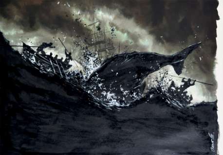 Chaboute | Moby Dick Illustration couleur à l’encre de chine, gouache et | Cornette de St Cyr