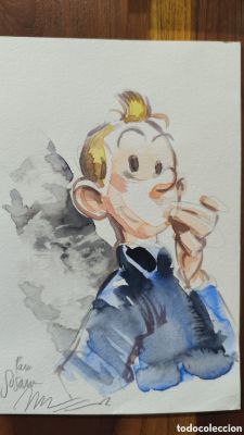 ILUSTRACIÓN ORIGINAL DIBUJO DE JOSE LUIS MUNUERA DE TINTÍN A LAPIZ Y ACUARELA | todocoleccion (Buy It Now)