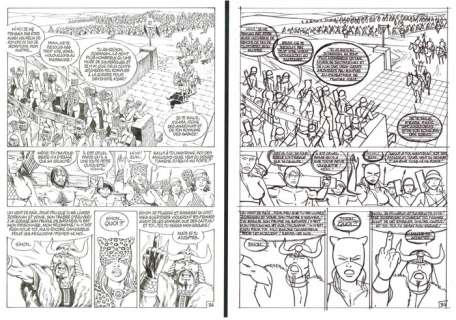 Mitton, Jean-Yves | Original page (p.34) + Original sketch page  - Kzara ou Les nuits barbares  - (2011) | Catawiki