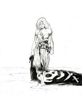 Franck Bonnet - Lot 158 - Ann Bonny, La louve des Caraïbes, projet de couverture original à l’encre de chine.