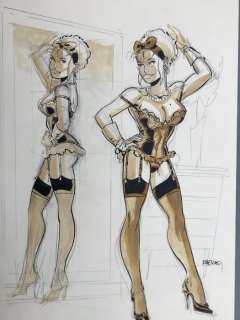 Meynet, Félix | Meynet, Félix - Dessin original - Mirabelle coquine devant son grand miroir | Catawiki