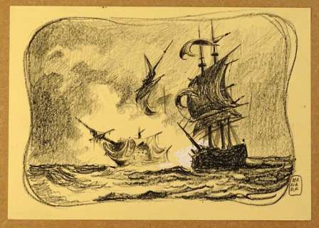 Manara, Milo | Manara, Milo - Dessin original - Bateaux en mer | Catawiki