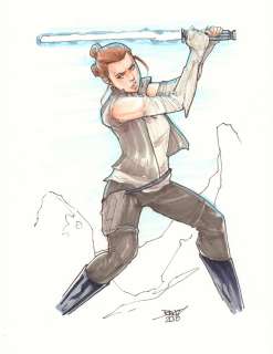 Randy Kintz - Rey From Star Wars Color Art Commission - 2013 Signed