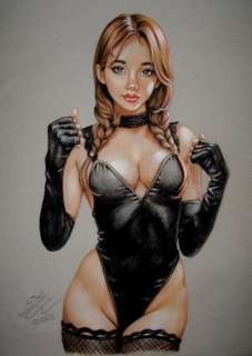 Sly | Sly - Original drawing in colour - Pin up art - Size: 31 x 42 cm. - (2023) | Catawiki