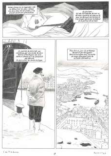 Christian Cailleaux - Lot 379 - Simenon, Le passager du Polarlys, planche originale à la mine de plomb.