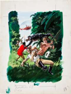 George Wilson Korak, Son of Tarzan #43 Painted Cover Original Art (Gold Key, 1971). "Apes and lions join -