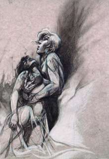 Yslaire | SAMBRE Fusain et encre sur papier grisé, signé en bas Ã  droite | Kahn et Associés