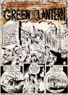Paul Reinman and Sam Burlockoff All-American Comics #55 Green Lantern Title Page 1 Original Art (DC, 1944). Green -
