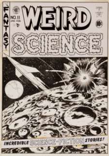 Al Feldstein Weird Science #11 Cover Original Art (EC, 1952). An explosion over the moon! As one - | Heritage