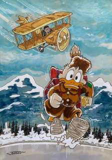 Julian Jordan | Uncle Scrooge - "North by Northwest" - Original Colour Sketch by Julian Jordan | Catawiki