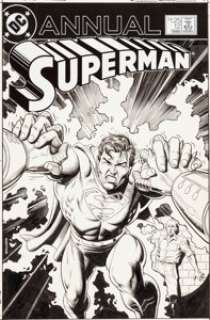 Brian Bolland Superman Annual #12 Cover Original Art (DC, 1986). Lex Luthor‘s armored suit is all Superman can -