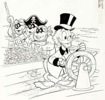 Jack Manning and Bill Wright Walt Disney The Beagle Boys Versus Uncle Scrooge #5 Cover Original Art (Gold -