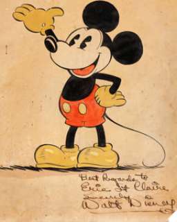 Mickey Mouse Early Publicity Artwork Signed by Walt Disney (Walt Disney, c. early 1930s). Walt Disney once - | Heritage