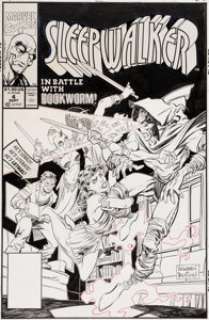 Rick Leonardi and Bret Blevins Sleepwalker #4 Original Cover Art (Marvel, 1991). Sleepwalker battles a -