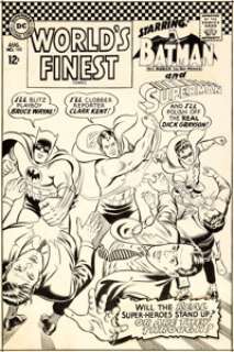 Curt Swan and George Klein World‘s Finest #168 Cover Superman, Batman, and Robin Original Art (DC, 1967)....