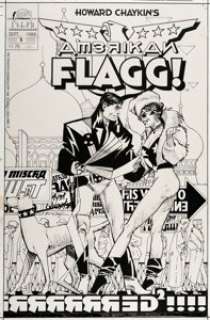  - Mike Vosburg and Howard Chaykin American Flagg V2#5 Cover Original Art and Production Cover Group of 2 (First, 198...