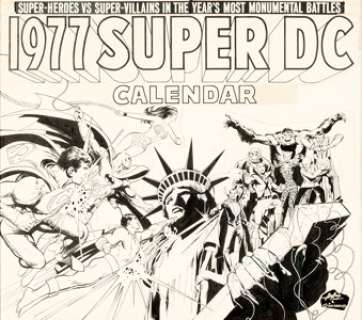 Neal Adams and Dick Giordano 1977 Super DC Calendar Cover Original Art (DC, 1977). Larger even than - | Heritage