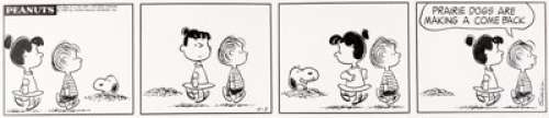 Charles Schulz Peanuts Daily Comic Strip Snoopy, Linus, and Violet Original Art dated 4-3-69 (United Feature Syndi... | Heritage