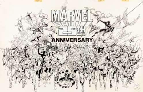Kerry Gammill and Joe Rubinstein Marvel 25th Anniversary Poster Illustration Original Art (Marvel, 1986).... | Heritage