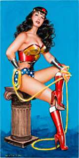  - Olivia (Olivia De Berardinis) - Bettie Page as Wonder Woman Painting Original Art (2019)....