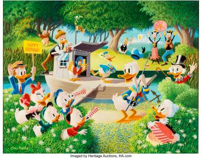 Carl Barks Surprise Party at Memory Pond Painting Original Art (1994)....