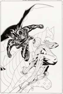 Steve McNiven and Mark Morales Marvel Knights Spider-Man #18 Cover Original Art (Marvel, 2005). The black -