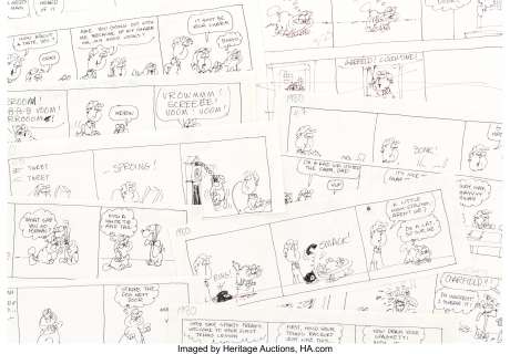 Jim Davis and Studio Garfield Daily Comic Strip Preliminary Original Art Group of Approximately 450 (United Featur...